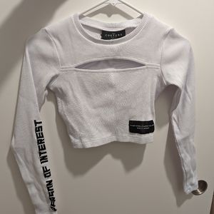 ASOS sexy cutout Long sleeve white crop top